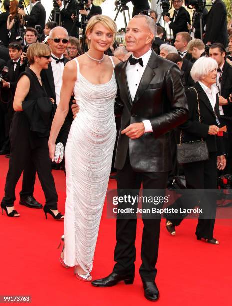 Sarah Marshall and Jean-Claude Jitrois attend the Opening Night Premiere of 'Robin Hood' at the Palais des Festivals during the 63rd Annual...