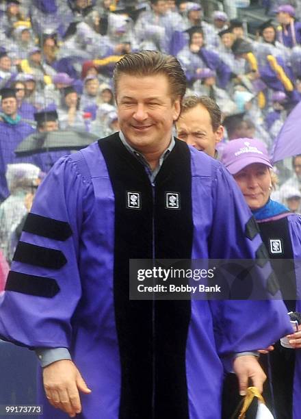 Actor Alec Baldwin attends the 2010 New York University Commencement ceremony at Yankee Stadium on May 12, 2010 in the Bronx Borough of New York City.