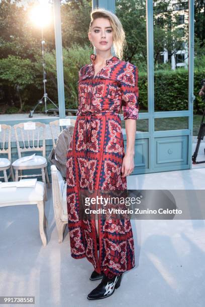 Amber Heard attends the Valentino Haute Couture Fall Winter 2018/2019 show as part of Paris Fashion Week on July 4, 2018 in Paris, France.