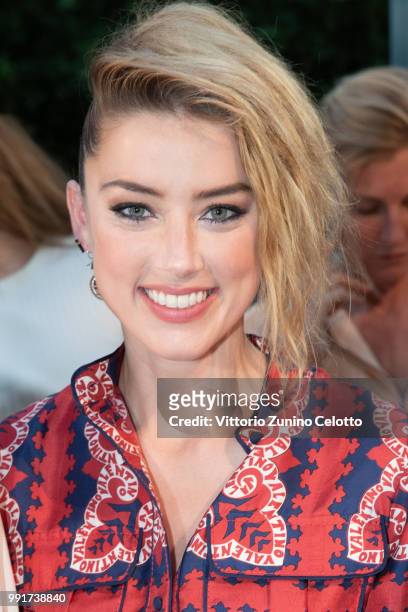 Amber Heard attends the Valentino Haute Couture Fall Winter 2018/2019 show as part of Paris Fashion Week on July 4, 2018 in Paris, France.