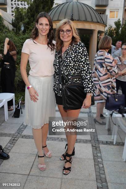 Katrin Wrobel and Maren Gilzer attend the Marcel Ostertag show during the Berlin Fashion Week Spring/Summer 2019 at Westin Grand Hotel on July 4,...