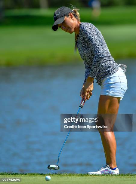Jaye Marie Green putts on the second hole during the second round of the KPMG Women's PGA Championship on June 29, 2018 at the Kemper Lakes Golf Club...