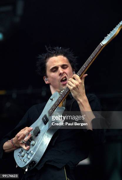 Matthew Bellamy from Muse performs live on stage at Pinkpop festival in Landgraaf, Netherlands on May 20 2002