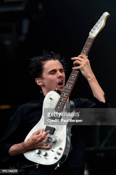 Matthew Bellamy from Muse performs live on stage at Pinkpop festival in Landgraaf, Netherlands on May 20 2002