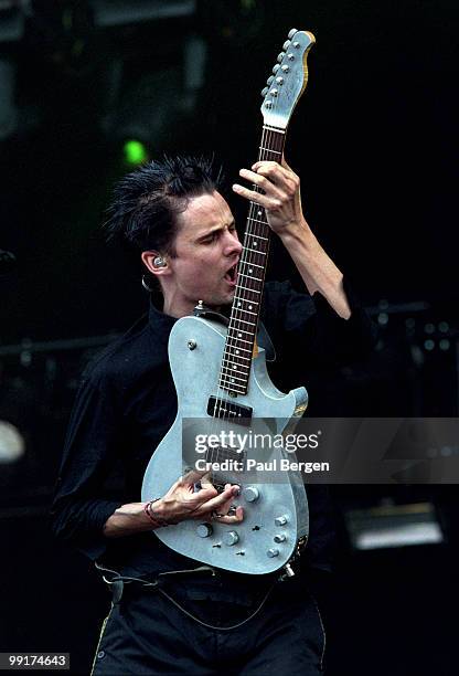 Matthew Bellamy from Muse performs live on stage at Pinkpop festival in Landgraaf, Netherlands on May 20 2002