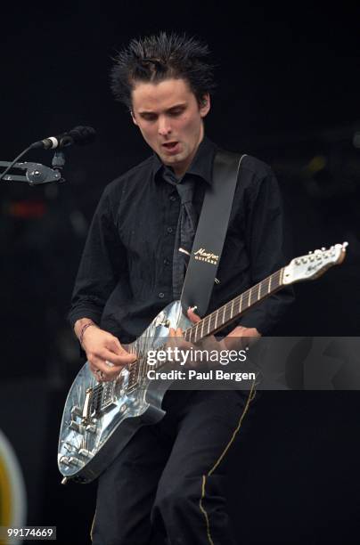 Matthew Bellamy from Muse performs live on stage at Pinkpop festival in Landgraaf, Netherlands on May 20 2002