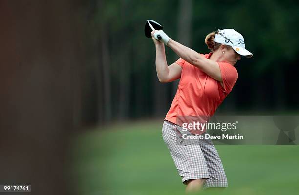 Allison Fouch hits from the 11th tee during first round play in Bell Micro LPGA Classic at the Magnolia Grove Golf Course on May 13, 2010 in Mobile,...