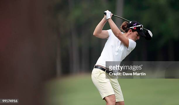 Gwladys Nocera of France hits from the 11th tee during first round play in Bell Micro LPGA Classic at the Magnolia Grove Golf Course on May 13, 2010...