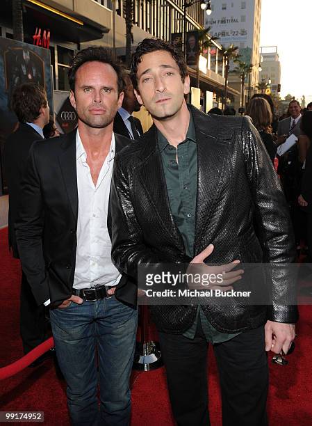 Actor Adrien Brody and guest arrive at the world wide premiere of "Iron Man 2" Premiere held at the El Capitan Theatre on April 26, 2010 in...