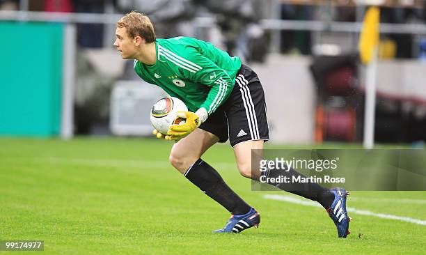 Manuel Neuer, goalkeeper of Germany saves the ball during the international friendly match between Germany and Malta at Tivoli stadium on May 13,...