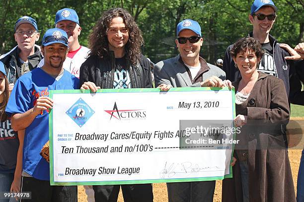 Actors Corbin Bleu and Constantine Maroulis attend the 56th Season of the Broadway Softball League opening day at Central Park, Heckscher Softball...