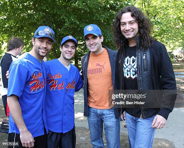 Actors Corbin Bleu, Noah Rivera, Brian d'Arcy James and Constantine Maroulis attend the 56th Season of the Broadway Softball League opening day at...