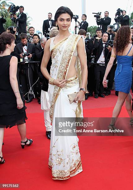 Actress Deepika Padukone attends the Premiere of 'On Tour' at the Palais des Festivals during the 63rd Annual International Cannes Film Festival on...