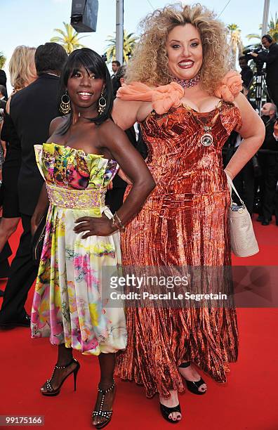 Figure skater Surya Bonaly and Velvet d'Amour attend the 'On Tour' Premiere at the Palais des Festivals during the 63rd Annual Cannes Film Festival...
