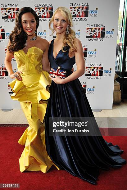 Presenter and host Myleene Klass poses with NS&I Album of the Year nominee Camilla Kerslake at the Classical BRIT Awards held at The Royal Albert...