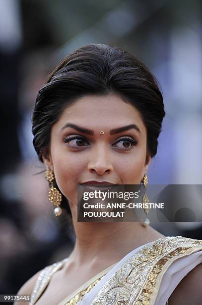 Bolywood actress Deepika Padukone arrives for the screening of the film "Tournee" presented in competiton at the 63rd Cannes Film Festival on May 13,...