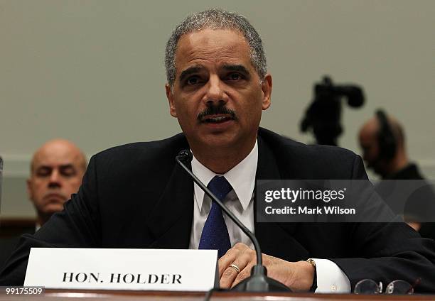 Attorney General Eric Holder testifies during a House Judiciary Committee hearing on Capitol Hill May 13, 2010 in Washington, DC. Attorney General...