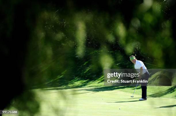 Pelle Edberg of Sweden putting on the 14th hole during the first round of the Open Cala Millor Mallorca at Pula golf club on May 13, 2010 in...