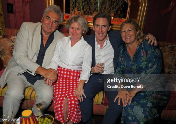Jim Carter, Imelda Staunton, Rob Brydon and Claire Holland attend the after party for the UK Premiere of "Swimming With Men' at Loulou's on July 4,...