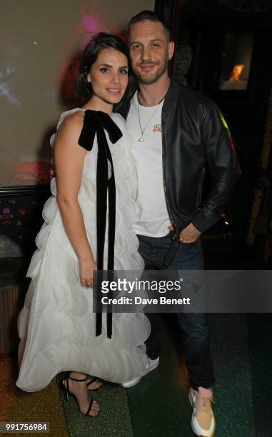 Charlotte Riley and Tom Hardy attend the after party for the UK Premiere of "Swimming With Men' at Loulou's on July 4, 2018 in London, England.