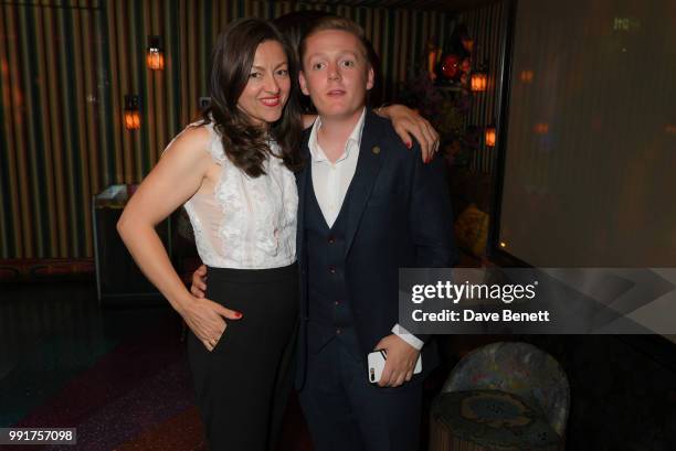 Jo Hartley and Thomas Turgoose attend the after party for the UK Premiere of "Swimming With Men' at Loulou's on July 4, 2018 in London, England.