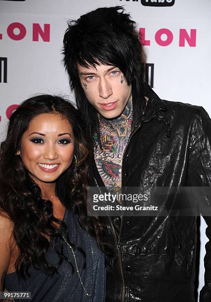 Brenda Strong and Trace Cyrus attends Nylon Magazine's Young Hollywood Party at Tropicana Bar at The Hollywood Rooselvelt Hotel on May 12, 2010 in...