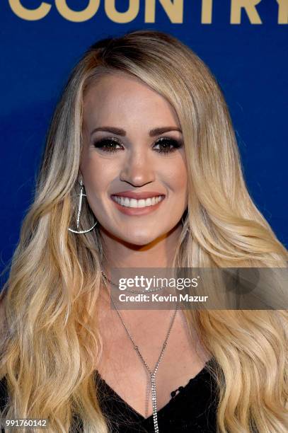 Carrie Underwood attends the Spotify's Hot Country Live Series with Carrie Underwood, Dan + Shay and Filmore at Pier 17 on July 4, 2018 in New York...