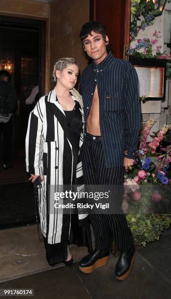 Kelly Osbourne and Kyle De Volle seen attending Gay Times: Pride Dinner at The Ivy Market Grill on July 4, 2018 in London, England.