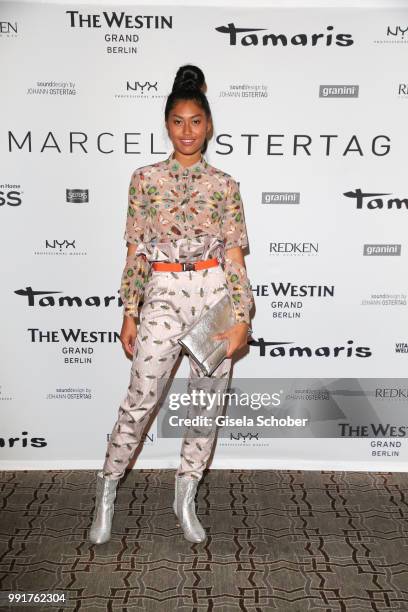 Blogger Anh Phoenix attends the Marcel Ostertag show during the Berlin Fashion Week Spring/Summer 2019 at Westin Grand Hotel on July 4, 2018 in...