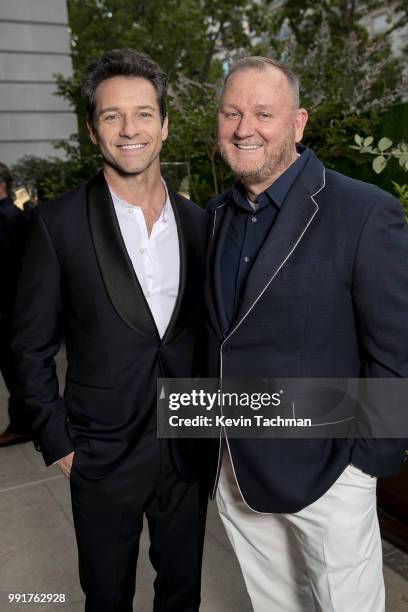 Ian Bohen and amfAR CEO, Kevin Robert Frost attend the amfAR Paris Dinner at The Peninsula Hotel on July 4, 2018 in Paris, France.