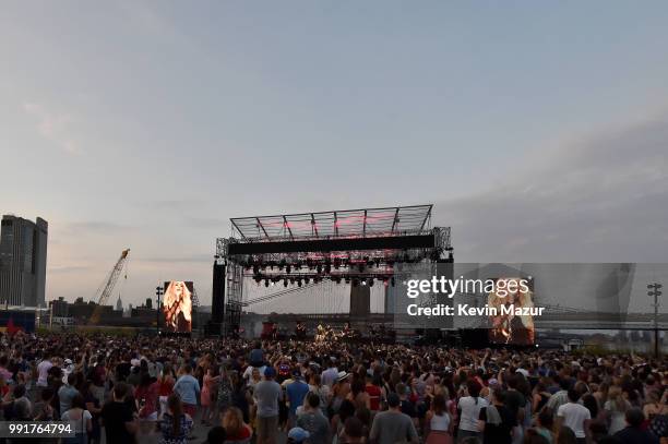 Carrie Underwood performs on stage at the Spotify's Hot Country Live Series with Carrie Underwood, Dan + Shay and Filmore at Pier 17 on July 4, 2018...