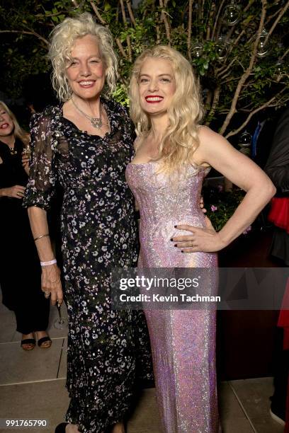 Ellen Von Unwerth and Angela Ismailos attend the amfAR Paris Dinner at The Peninsula Hotel on July 4, 2018 in Paris, France.