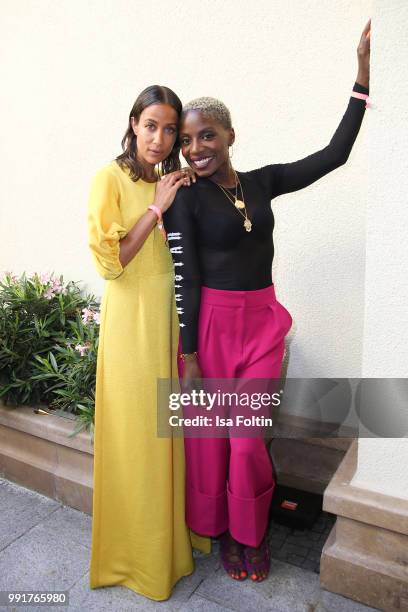 Rabea Schif and Nikeata Thompson during the Grazia Pink Hour at Titanic Hotel on July 4, 2018 in Berlin, Germany.