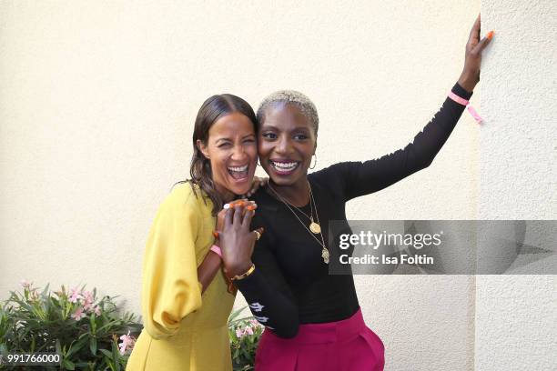 Rabea Schif and Nikeata Thompson during the Grazia Pink Hour at Titanic Hotel on July 4, 2018 in Berlin, Germany.