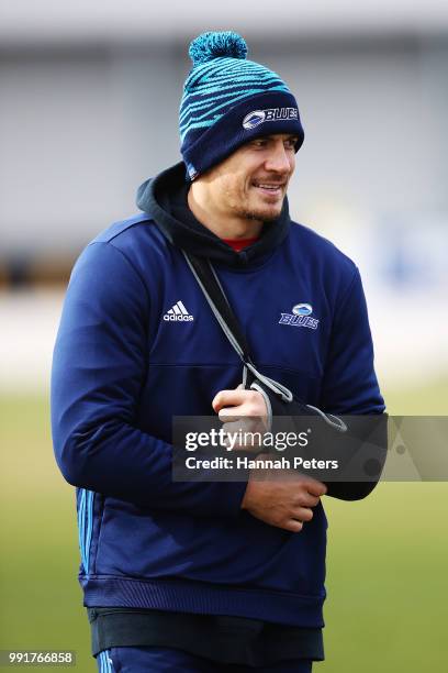 Sonny Bill Williams looks on during a Blues Super Rugby training session at Blues HQ on July 5, 2018 in Auckland, New Zealand.