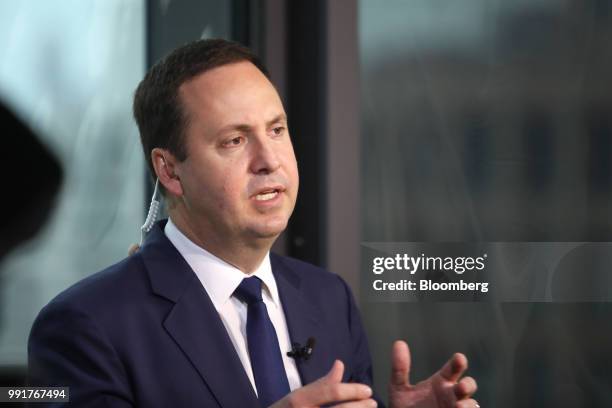 Steven Ciobo, Australia's trade, tourism and investment minister, speaks during a Bloomberg Television interview in Tokyo, Japan, on Thursday, July...