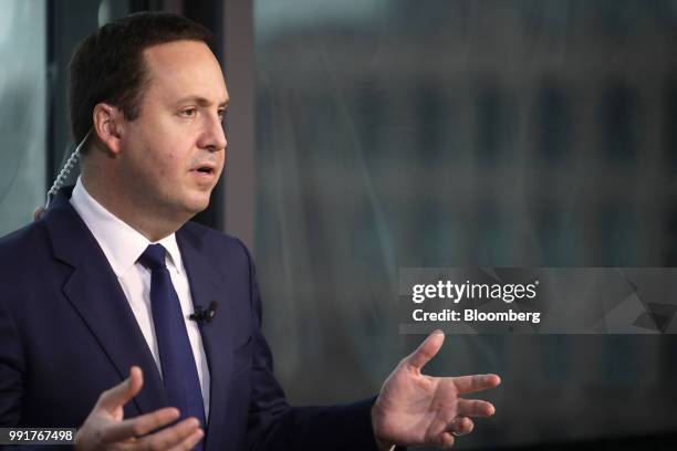 Steven Ciobo, Australia's trade, tourism and investment minister, speaks during a Bloomberg Television interview in Tokyo, Japan, on Thursday, July...