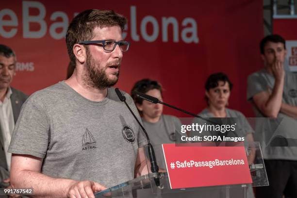 Miguel Urbán seen during the press conference. Following the arrival in Barcelona of the rescue vessel Open Arms, Óscar Camps, leader of ProActiva...