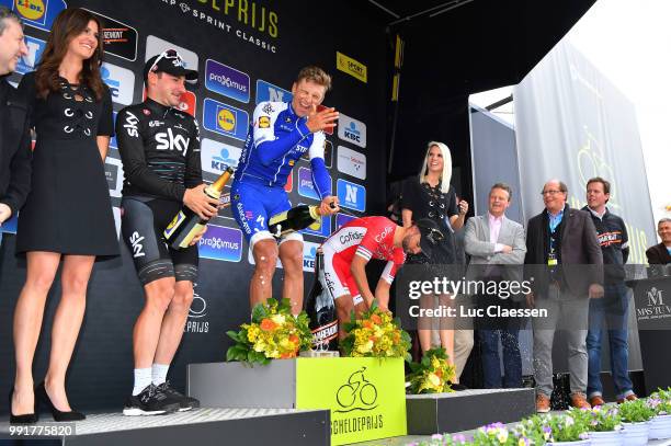 105Th Scheldeprijs 2017Podium, Elia Viviani , Marcel Kittel Celebration, Nacer Bouhanni , Celebration, Champagne, Mol - Schoten / Flanders Classics,