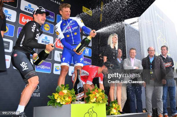 105Th Scheldeprijs 2017Podium, Elia Viviani , Marcel Kittel , Celebration, Champagne, Mol - Schoten / Flanders Classics,