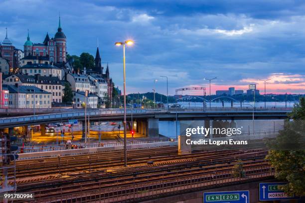 stockholm sunset from sodermalm - sodermalm stock pictures, royalty-free photos & images