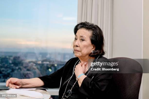 Helen Yuchengco-Dee, chairman of Rizal Commercial Banking Corp., listens during an interview in Manila, the Philippines, on Thursday, June 28, 2018....