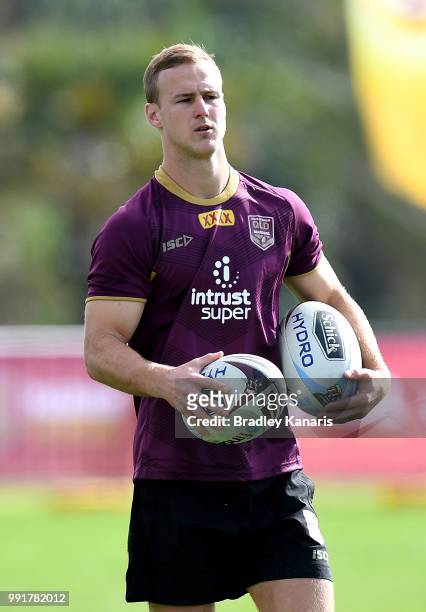 Daly Cherry-Evans during a Queensland Maroons State of Origin training session at Sanctuary Cove on July 5, 2018 in Gold Coast, Australia.