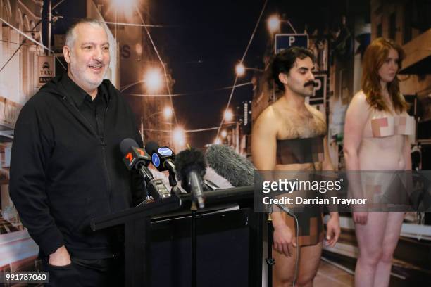 Spencer Tunick discusses plans for his upcoming nude installation on July 5, 2018 in Melbourne, Australia. Tunick will create one of his famous nude...