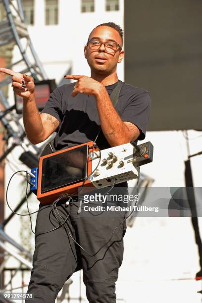 Musician Conputer JAY performs at 6th annual Grand Park + the Music Center's 4th of July Block Party at Los Angeles Grand Park on July 4, 2018 in Los...