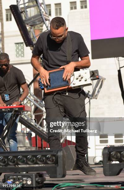 Musician Conputer JAY performs at 6th annual Grand Park + the Music Center's 4th of July Block Party at Los Angeles Grand Park on July 4, 2018 in Los...