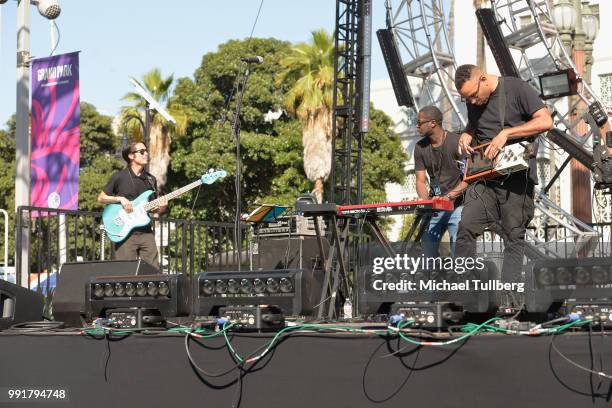 Musician Computer JAY and The Weird Science performs at 6th annual Grand Park + the Music Center's 4th of July Block Party at Los Angeles Grand Park...