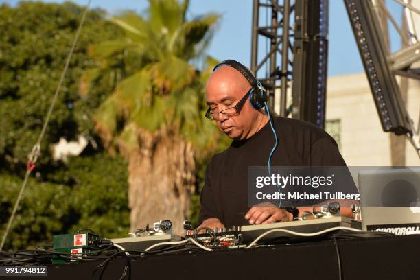 Rhettmattic performs at 6th annual Grand Park + the Music Center's 4th of July Block Party at Los Angeles Grand Park on July 4, 2018 in Los Angeles,...