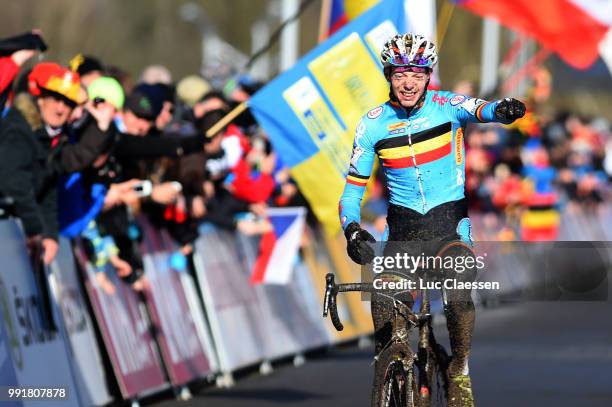 World Championships Tabor 2015, Under 23 /Arrival Michael Vanthourenhout Celebration Joie Vreugde, Championnat Du Monde, Wereldkampioenschap, Tim De...