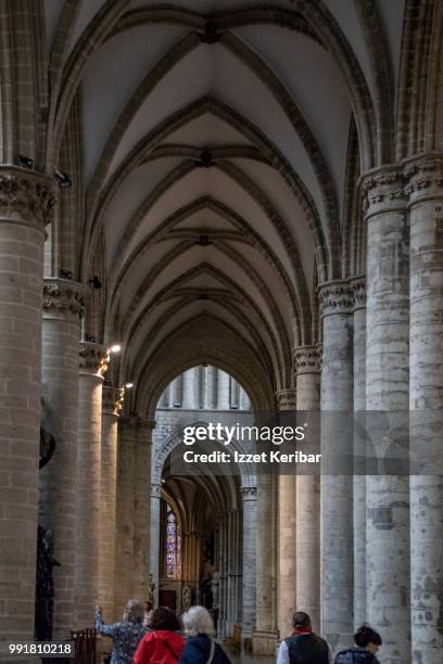 interior of st michael  and st gudula cathedral at brussels, belgium - cathedral of st michael and st gudula stock pictures, royalty-free photos & images